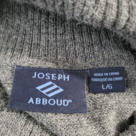 Joseph Abboud Men Gray Knit Sweater Wool Long Sleeve Shawl Neck Pullover Large - Picture 7 of 7